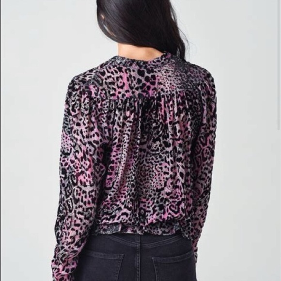 Zadig & Voltaire Purple Tori Leopard Velvet Devore Silk Blend Top. Size Small - Picture 2 of 10